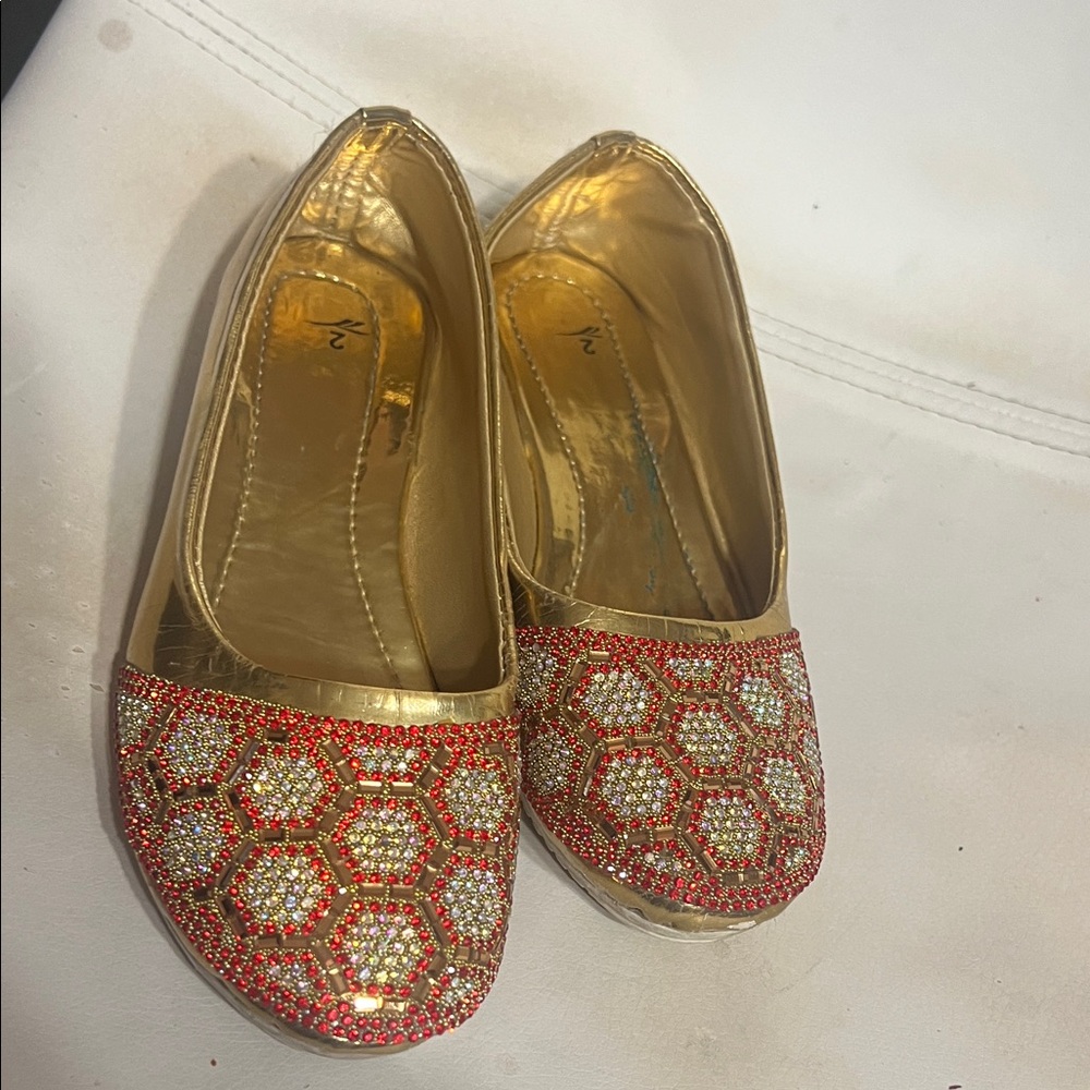 Elegant Gold and orange Beaded heels